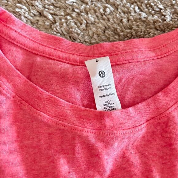 Lululemon Coral Tshirt size 6 - Picture 3 of 6
